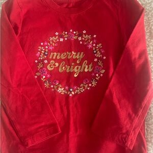 Holiday Cat & Jack Red Long Sleeve Tee with Floral Print